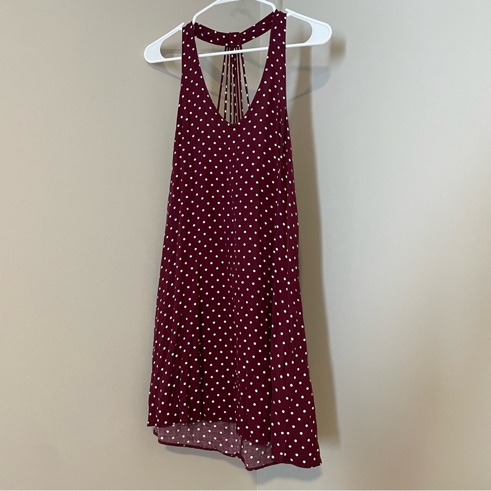 American Eagle Outfitters Burgundy Polka Dot Dress
